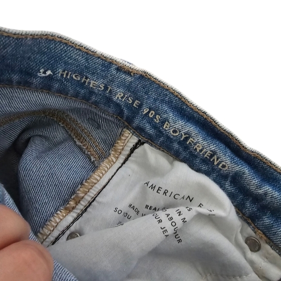 American Eagle Outfitters Highest Rise 90s Boyfriend Light Blue Stretch Jeans - Picture 4 of 6